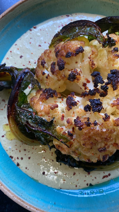 Roasted Cauliflower in tahini paprika sauce