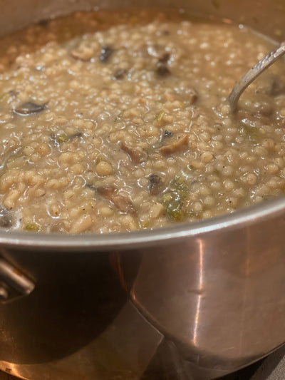 Mushroom barley soup (use the” Bilia” spices)