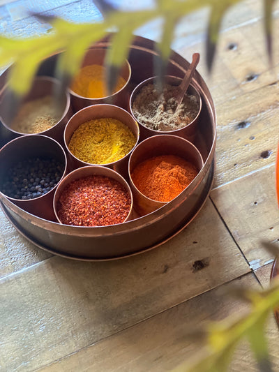 7 Essential  Organic Spices in a Treasure Box.   July discount